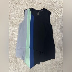 BCBGMaxAzria Navy and Mint Colorblock Blouse